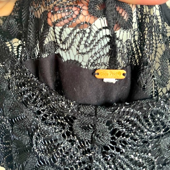 Free People - Foiled Again Fitted Black / Silver Lace Tank Mini Dress - XS - EUC - Picture 7 of 15